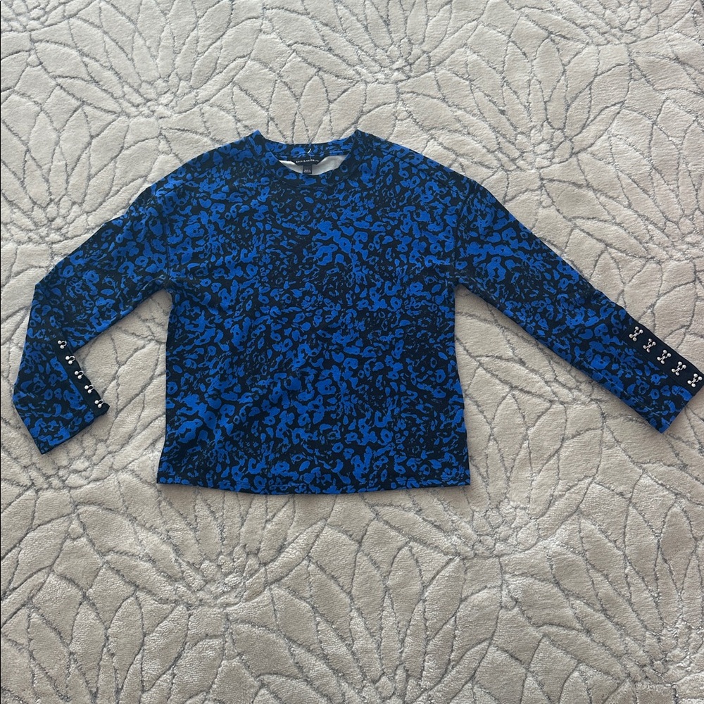 Rock & Republic Women's Long Sleeve Top - Blue and Black